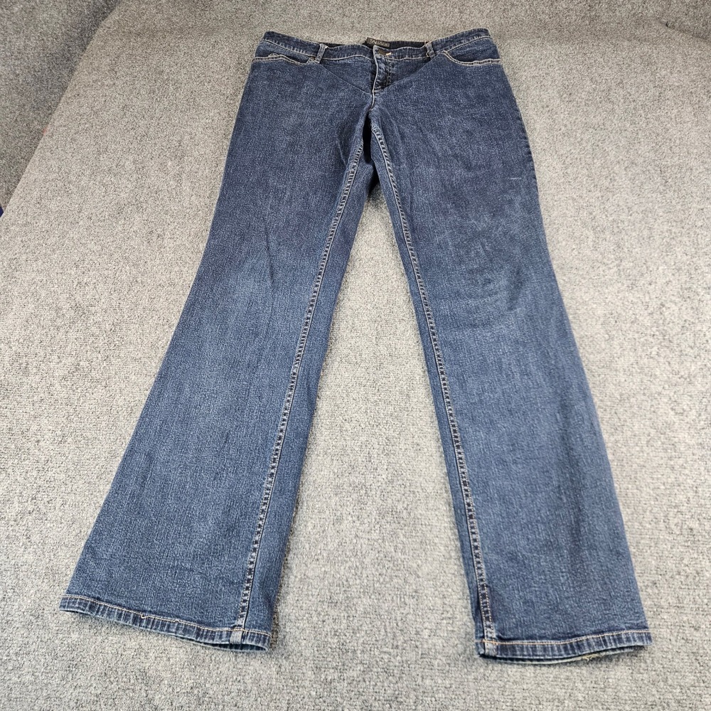 Tahari Womens Dark‎ Wash Stretch Denim Jeans Indigo Bootcut Straight Leg 14